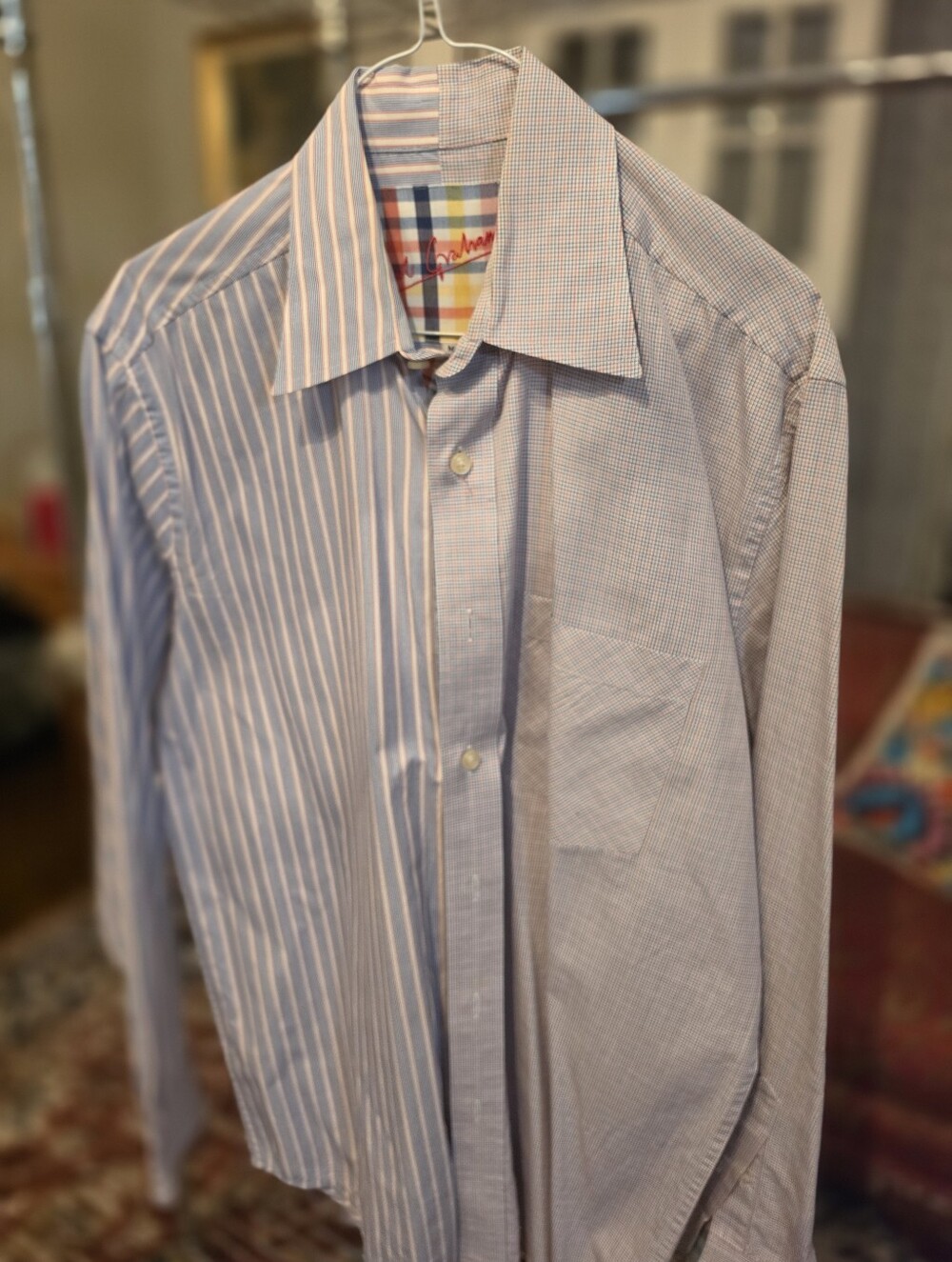 Robert Graham Light Blue Mixed-Pattern Dress Shirt